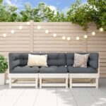 Provira 3-delige Loungeset massief grenenhout wit