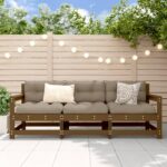Provira 3-delige Loungeset massief grenenhout honingbruin