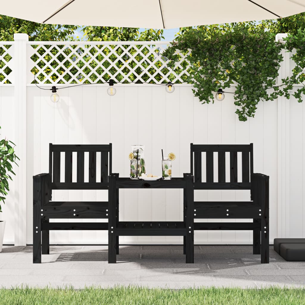 8720845809119_m_en_hd_1 Provira Tuinbank met tafel 2-zits massief grenenhout zwart - Image 1