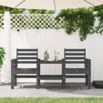 Provira Tuinbank met tafel 2-zits massief grenenhout grijs