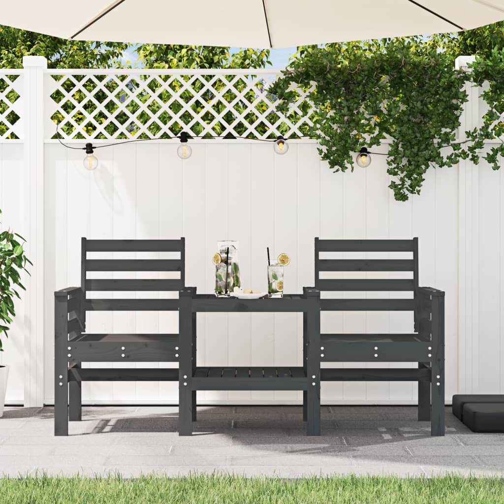 8720845809157_m_en_hd_1 Provira Tuinbank met tafel 2-zits massief grenenhout grijs - Image 1