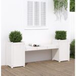 Provira Bankje met plantenbakken 180x36x63 cm grenenhout wit
