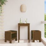 Provira Barkrukken 2 st 40x36x45 cm massief grenenhout honingbruin