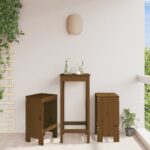 Provira Barkrukken 2 st 40x36x75 cm massief grenenhout honingbruin