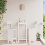 Provira Barkrukken 2 st 40x48,5x115,5 cm massief grenenhout wit