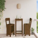 Provira Barkrukken 2 st 40x48,5x115,5 cm massief grenenhout honingbruin