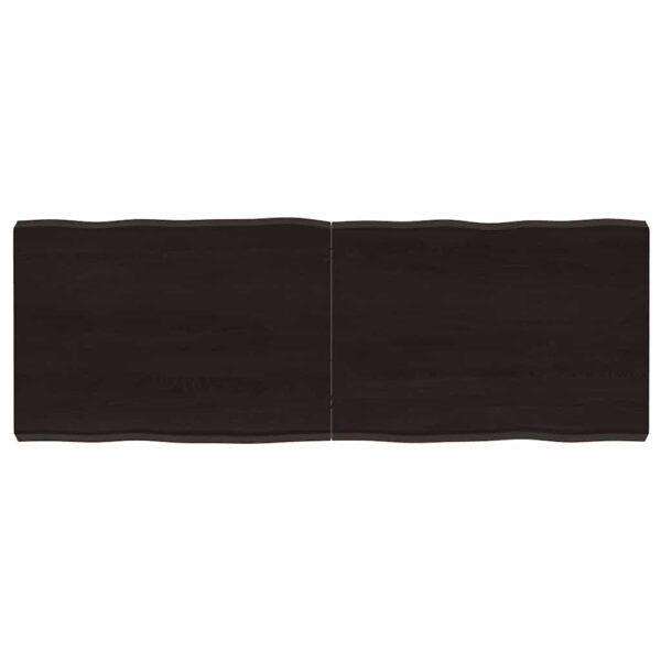 Provira Tafelblad natuurlijke rand 140x50x(2-6)cm eikenhout donkerbruin