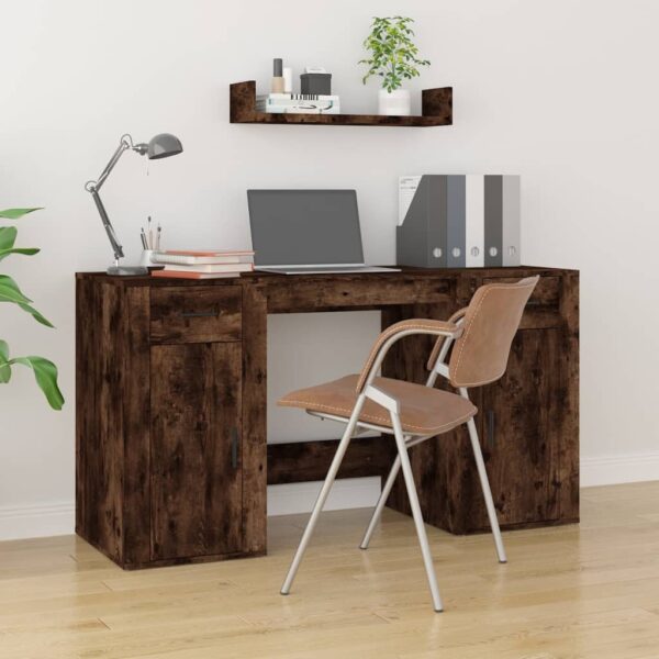 Provira Bureau met kast bewerkt hout gerookt eikenkleurig