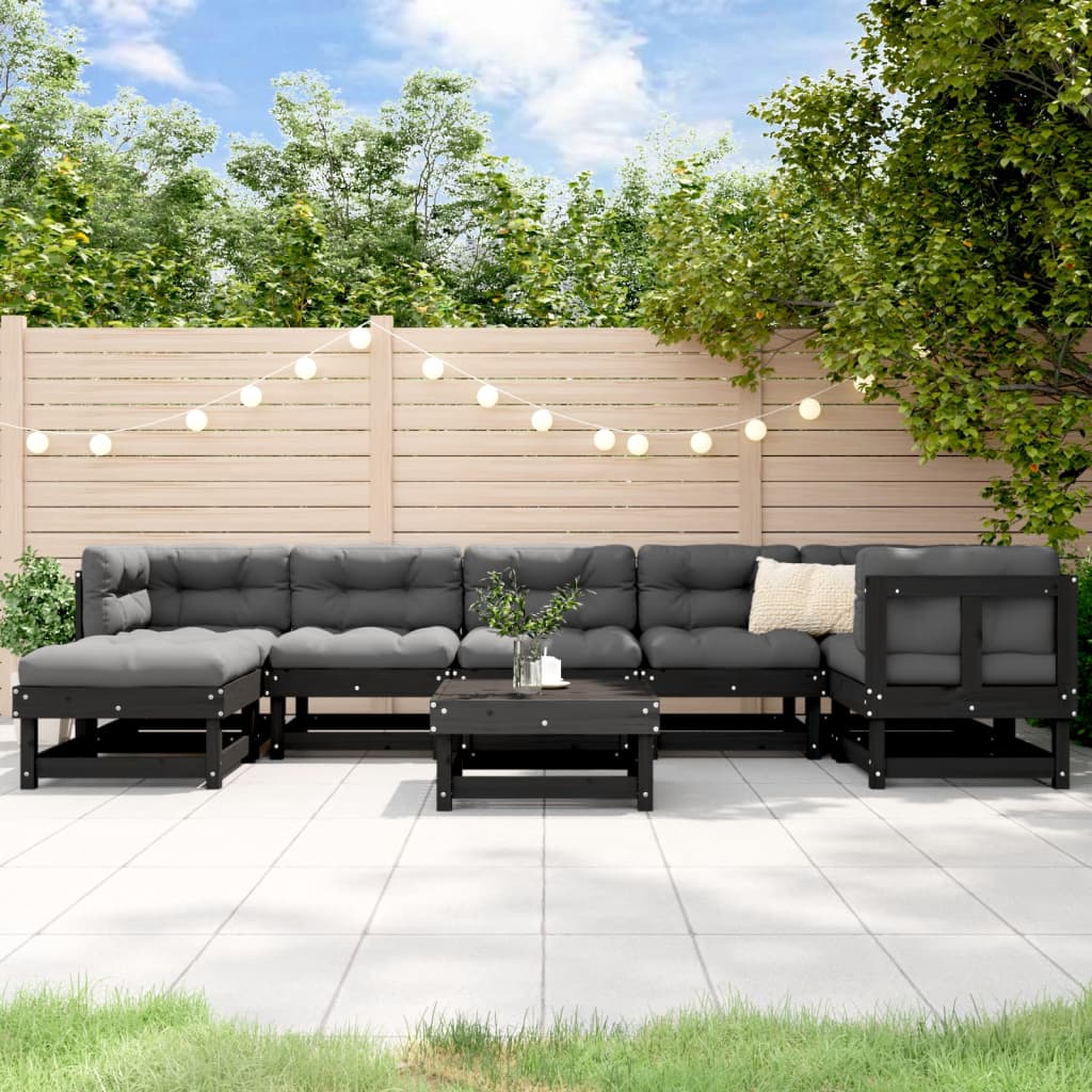 8720845837099_m_en_hd_1 Provira 8-delige Loungeset met kussens massief hout zwart - Image 1