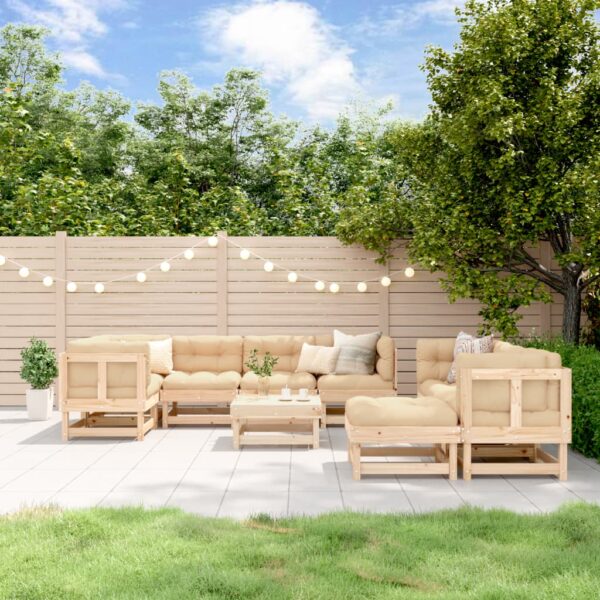 Provira 10-delige Loungeset met kussens massief hout