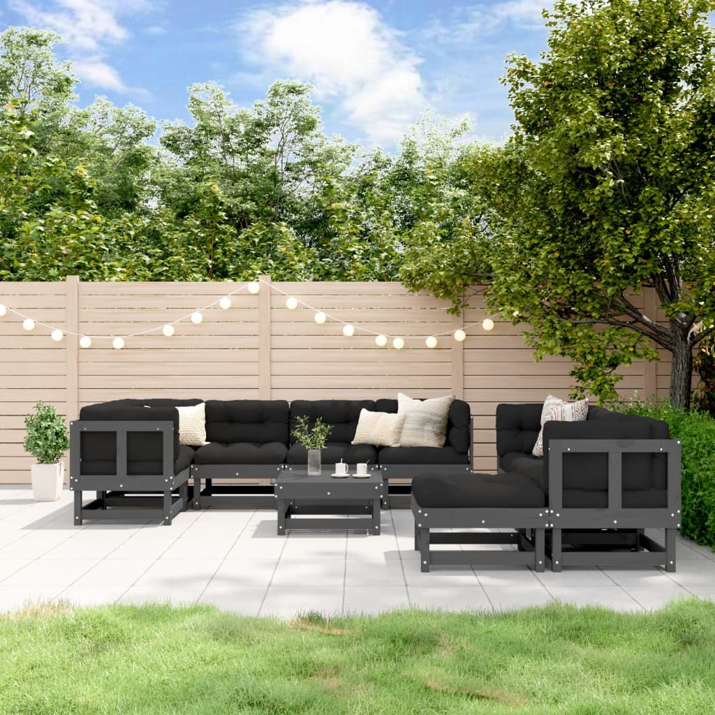 8720845839383_m_en_hd_1 Provira 10-delige Loungeset met kussens massief hout grijs - Image 1