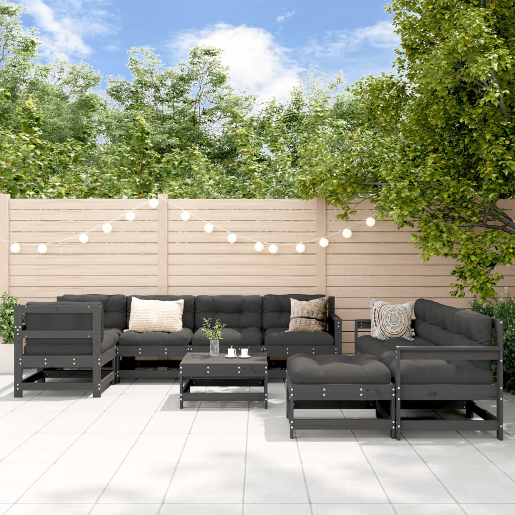 8720845839451_m_en_hd_1 Provira 10-delige Loungeset met kussens massief hout grijs - Image 1