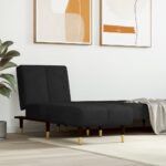 Provira Chaise longue fluweel zwart
