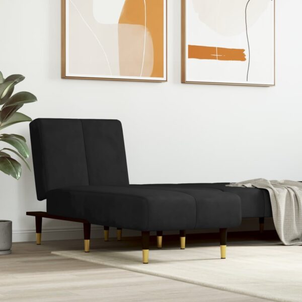 Provira Chaise longue fluweel zwart