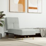 Provira Chaise longue fluweel lichtgrijs