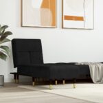 Provira Chaise longue fluweel zwart