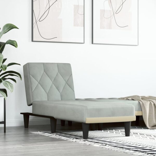 Provira Chaise longue fluweel lichtgrijs