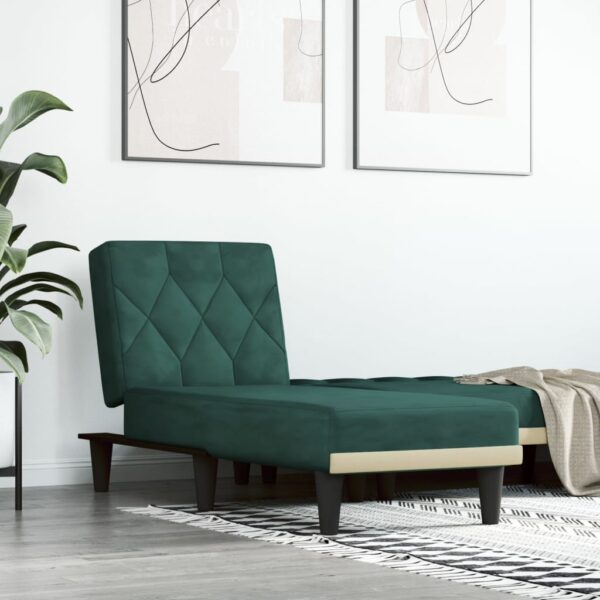 Provira Chaise longue fluweel donkergroen