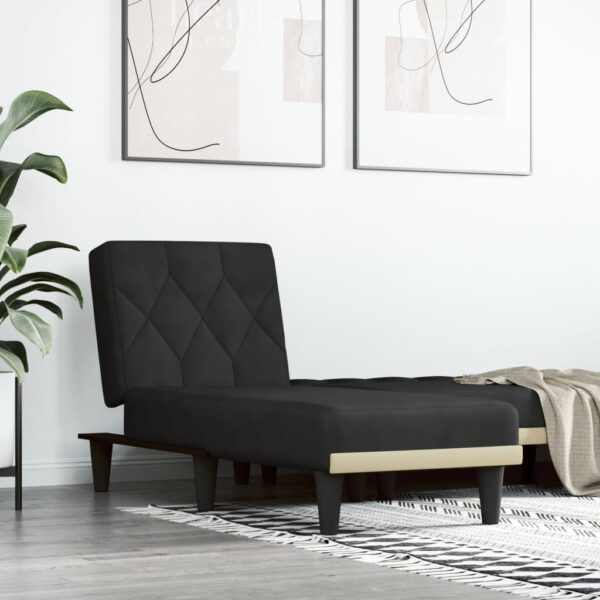 Provira Chaise longue fluweel zwart