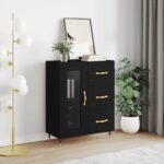 Provira Dressoir 69,5x34x90 cm bewerkt hout zwart