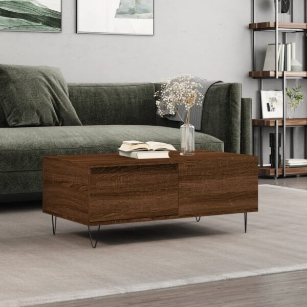 Provira Salontafel 90x50x36,5 cm bewerkt hout bruin eikenkleur