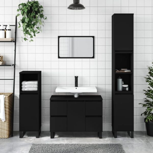 Provira Badkamerkast 30x30x100 cm bewerkt hout zwart