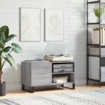 Provira Platenkast 85x38x48 cm bewerkt hout grijs sonoma eikenkleurig