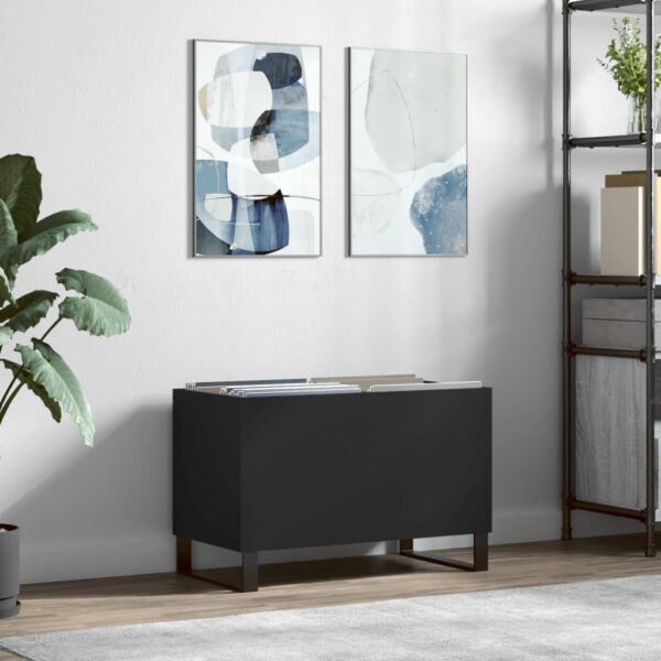 Provira Platenkast 74,5x38x48 cm bewerkt hout zwart