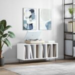Provira Platenkast 100x38x48 cm bewerkt hout hoogglans wit