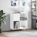 Provira Platenkast 84,5x38x89 cm bewerkt hout hoogglans wit