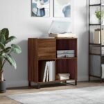 Provira Platenkast 84,5x38x89 cm bewerkt hout bruin eikenkleur