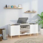 Provira Platenkast 121x38x48 cm bewerkt hout hoogglans wit
