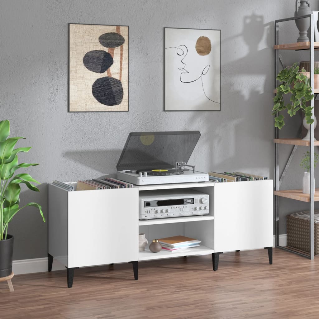 8720845878412_m_en_hd_1 Provira Platenkast 121x38x48 cm bewerkt hout hoogglans wit - Image 1