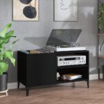 Provira Platenkast 84,5x38x48 cm bewerkt hout zwart