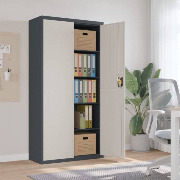 Provira Archiefkast 90x40x180 cm staal antracietkleurig en wit
