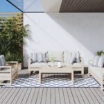 Provira Buitenkleed omkeerbaar 80x250 cm marineblauw en wit