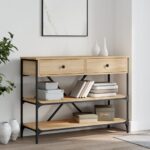 Provira Wandtafel met lades en schappen bewerkt hout sonoma eikenkleur
