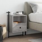 Provira Nachtkastje wandgemonteerd 40x30x61 cm hout grijs sonoma eiken