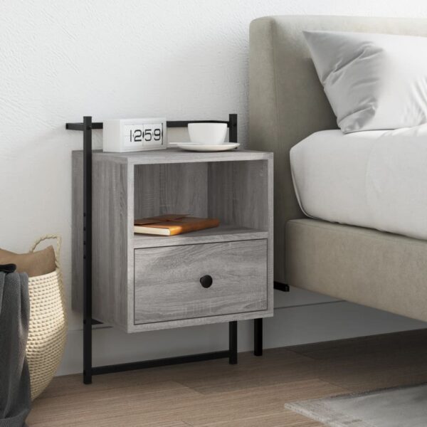 Provira Nachtkastje wandgemonteerd 40x30x61 cm hout grijs sonoma eiken