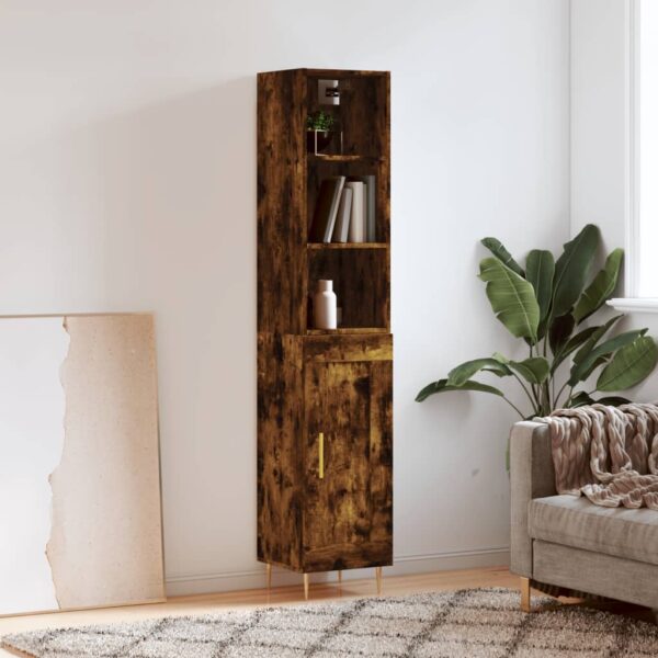 Provira Hoge kast 34,5x34x180 cm bewerkt hout gerookt eikenkleurig