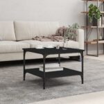 Provira Salontafel 55x55x40 cm bewerkt hout zwart