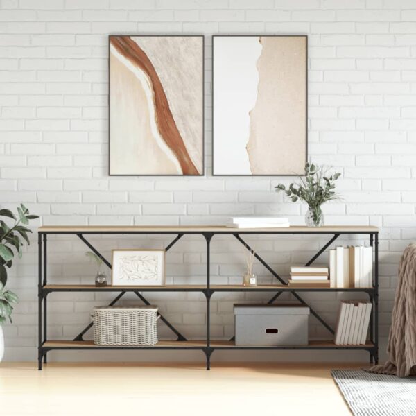 Provira Wandtafel 180x30x75 cm bewerkt hout en ijzer sonoma eikenkleur