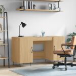 Provira Bureau 140x50x75 cm bewerkt hout sonoma eikenkleurig