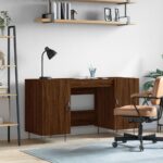 Provira Bureau 140x50x75 cm bewerkt hout bruin eikenkleur
