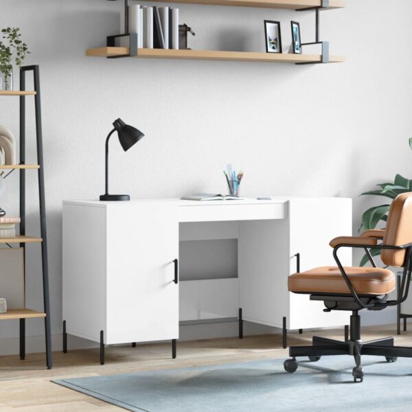 Provira Bureau 140x50x75 cm bewerkt hout hoogglans wit