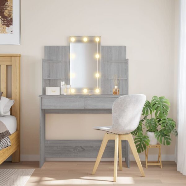 Provira Kaptafel met LED-verlichting 96x40x142 cm grijs sonoma