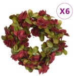 Provira Kerstslingers met bloemen 6 st 250 cm wijnrood