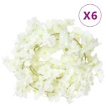 Provira Kerstslingers met bloemen 6 st 180 cm wit