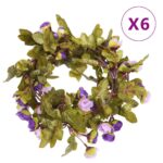 Provira Kerstslingers met bloemen 6 st 215 cm lichtpaars