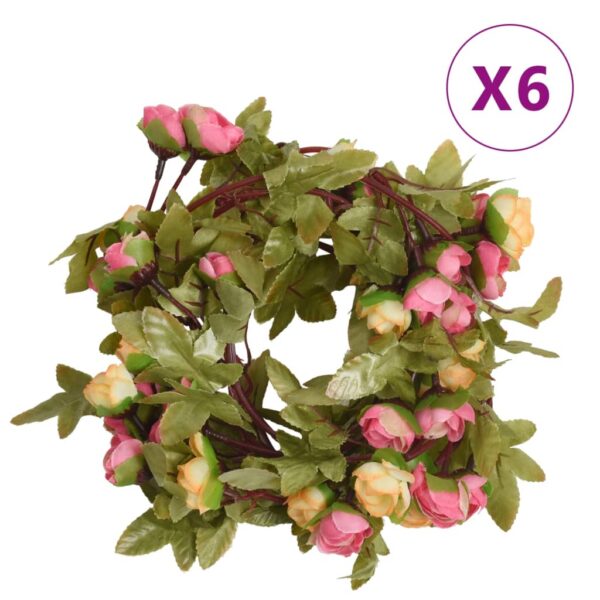 Provira Kerstslingers met bloemen 6 st 215 cm roze